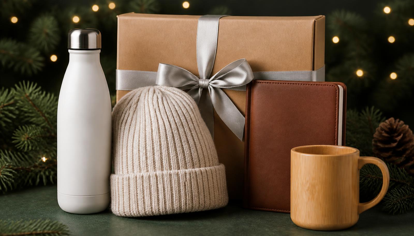 Kit de regalos corporativos de Navidad personalizados con logo de empresa