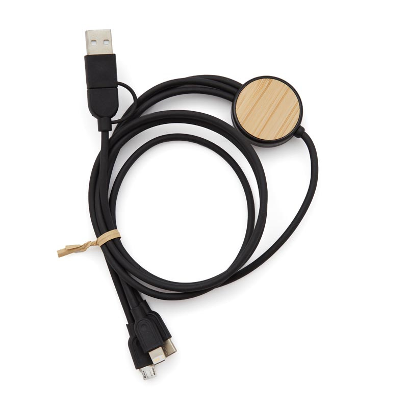 Cable 3 en 1 Bamboo Negro