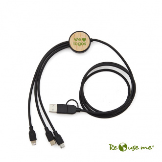 Cable 3 en 1 Bamboo Negro