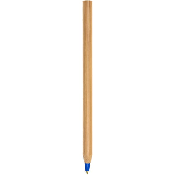 Bolígrafo de bambú con tinta azul.
