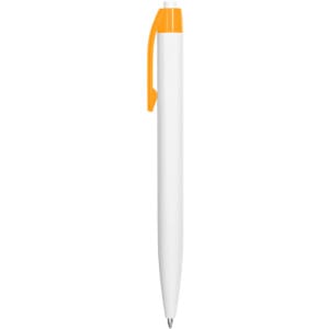 Bolígrafo Bilbo con cuerpo y pulsador blanco y clip de color.