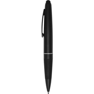 Imagen de un bolígrafo touch marusi de color negro mate con detalles en plata.