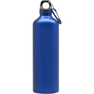 Imagen de una botella de aluminio Botella Rex con tapa a rosca y gancho metálico.